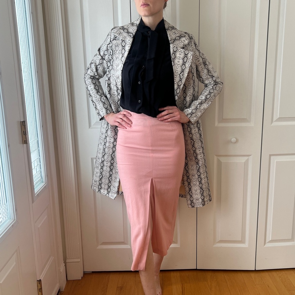 Vintage High waisted Pink Wool Skirt